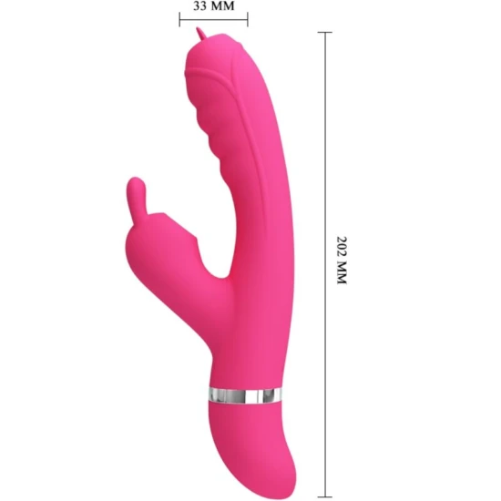 Vibrator Rabbit multifuncțional din silicon, roz