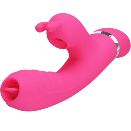 Vibrator Rabbit multifuncțional din silicon, roz