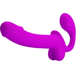 Stimulator Double Strap-On - Decupat, Mov, Mărime Unică