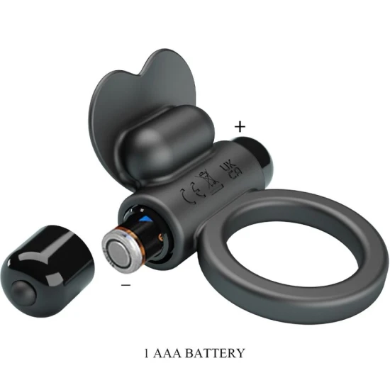 Inel Vibrator Debonair - 10 Vibrații, Negru, BI-210316