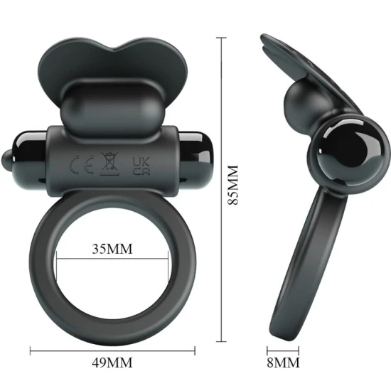 Inel Vibrator Debonair - 10 Vibrații, Negru, BI-210316