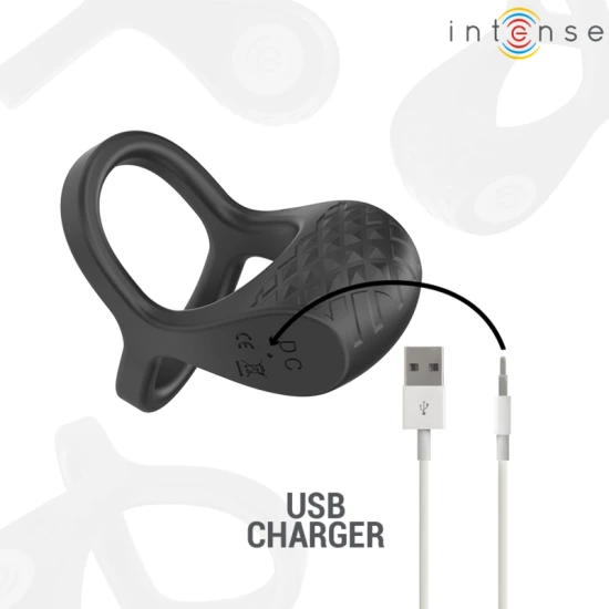 INTENSE - Inel vibrator dublu, Negru