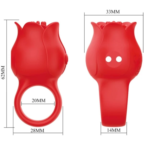 Vibrator deget - 10 funcții de vibrație, Roșu, Model JAE
