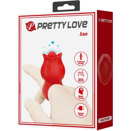 Vibrator deget - 10 funcții de vibrație, Roșu, Model JAE