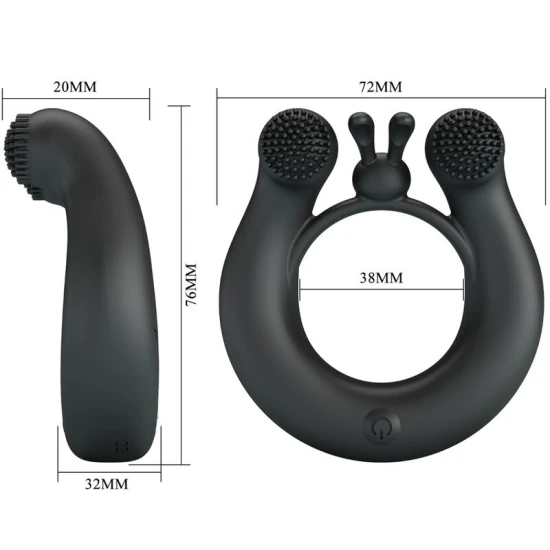 Inele vibratoare, stimulator clitoridian, Roz/Negru