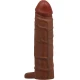 Inel penis cu penis sleeve și extensie 2,5 cm, culoare mulat