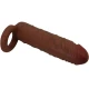 Inel penis cu penis sleeve și extensie 2,5 cm, culoare mulat