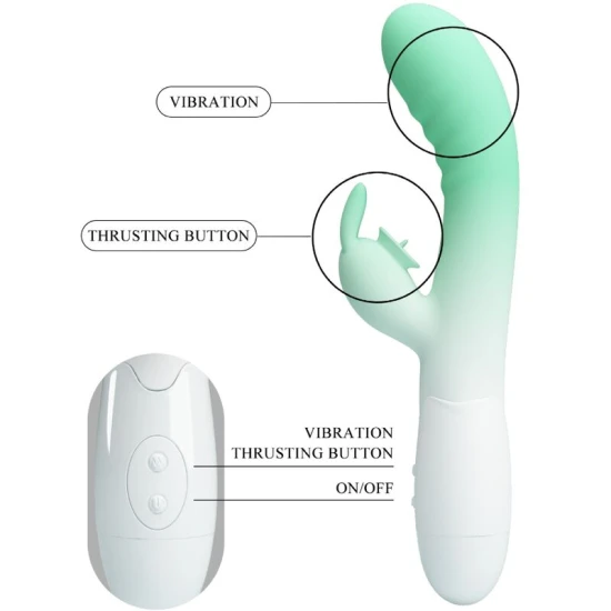Vibrator Cerberus Rabbit - 30 Funcții de Vibrație, Verde, Mărime Slim.