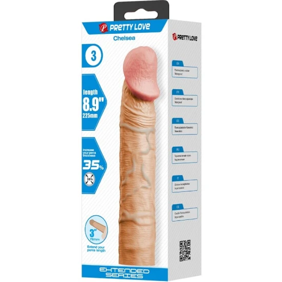 Mâneca pentru penis, cu extensie 7,6 cm, Flesh