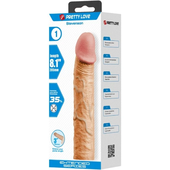 Mâneacă penis Stevenson cu extensie 7,6 cm, Flesh
