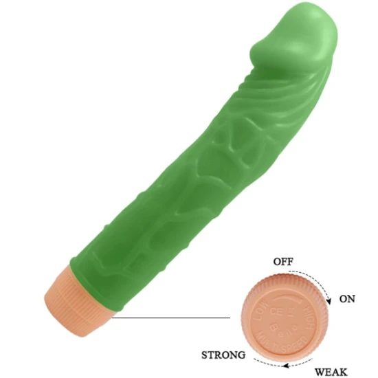 Vibrator realist tip dildo, 22,5 cm, Verde