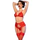 Set lenjerie CHILIROSE CR 4848 - Dantelă, Roșu, M