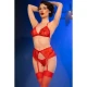 Set lenjerie CHILIROSE CR 4848 - Dantelă, Roșu, M