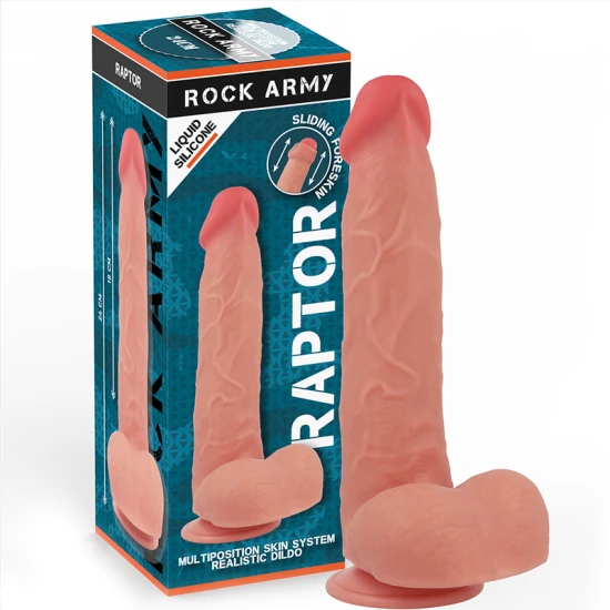 ROCKARMY - Jucărie sexuală tip dildo din silicon lichid RAPTOR, 24 cm, 4.4 cm