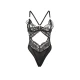SUBBLIME - Body tip model Transparent cu dantelă decupată, Negru L/XL