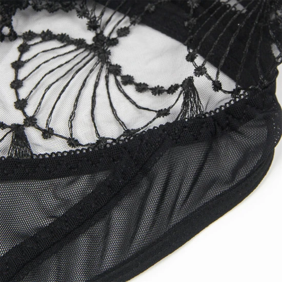 SUBBLIME - Body tip model Transparent cu dantelă decupată, Negru L/XL