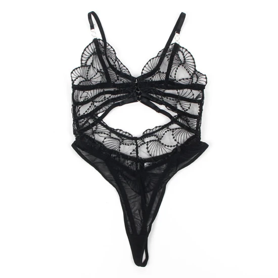 SUBBLIME - Body tip model Transparent cu dantelă decupată, Negru L/XL