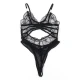 SUBBLIME - Body tip model Transparent cu dantelă decupată, Negru L/XL