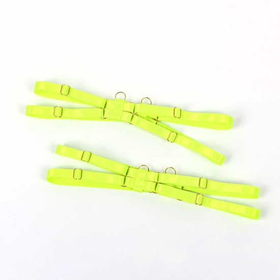 SUBBLIME - Set sutien cu detalii la gât și la picioare, Verde fluorescent, S/M