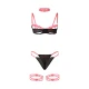SUBBLIME - Set lenjerie tip sutien, detalii la gât și la picioare, Roz fluorescent, S/M