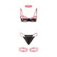 SUBBLIME - Set lenjerie tip sutien, detalii la gât și la picioare, Roz fluorescent, S/M