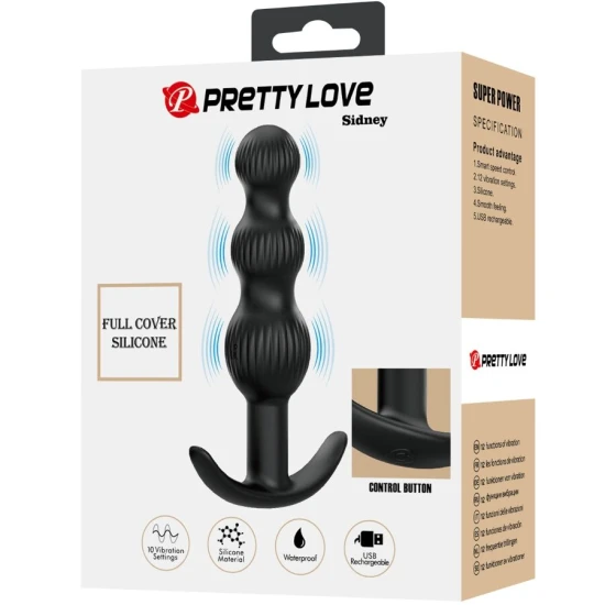 Vibrator Anal - 10 Vibrații, Negru, Mărime Unică