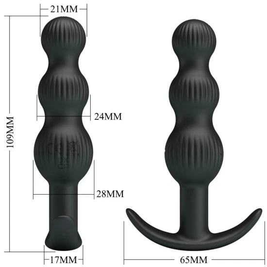 Vibrator Anal - 10 Vibrații, Negru, Mărime Unică