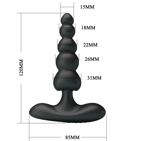 Vibrator anal tip plug, 10 moduri de vibrație, Negru