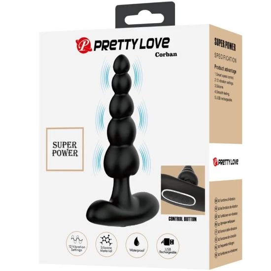 Vibrator anal tip plug, 10 moduri de vibrație, Negru