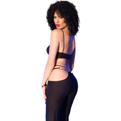 Set lenjerie CR 4851 - Accesorii aurii, Negru, S
