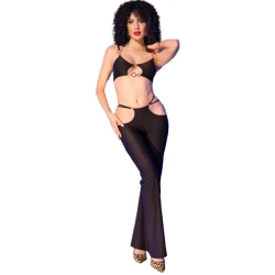 Set lenjerie CR 4851 - Accesorii aurii, Negru, S