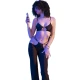 Set lenjerie CR 4851 - Accesorii aurii, Negru, S