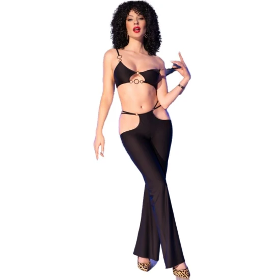Set lenjerie CR 4851 - Accesorii aurii, Negru, S
