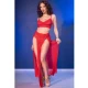 Set Top și Colanți - Accesorii Aurii, Roșu, L