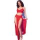 Set Top și Colanți - Accesorii Aurii, Roșu, L