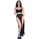 Set Top, Fustă și Tanga - Lanțuri Aurii, Negru, Mărime M