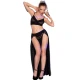Set Top, Fustă și Tanga - Lanțuri Aurii, Negru, Mărime M
