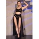Set Top, Fustă și Tanga - Lanțuri Aurii, Negru, Mărime M