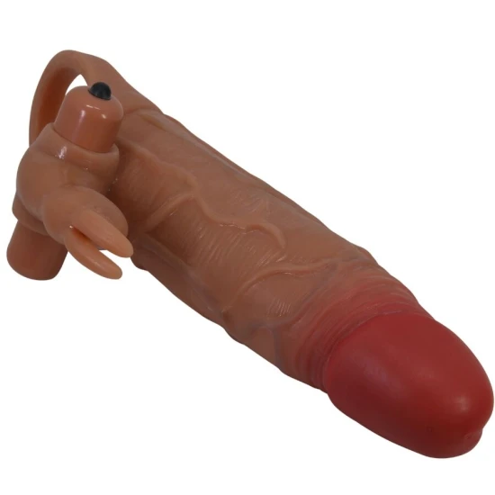 Mâneacă penis cu stimulator clitoris, Roz