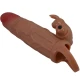 Mâneacă penis cu stimulator clitoris, Roz