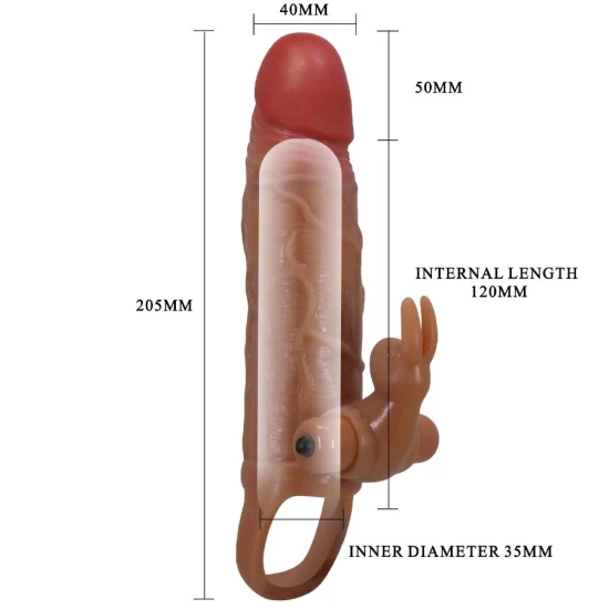 Mâneacă penis cu stimulator clitoris, Roz