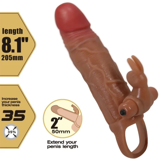 Mâneacă penis cu stimulator clitoris, Roz