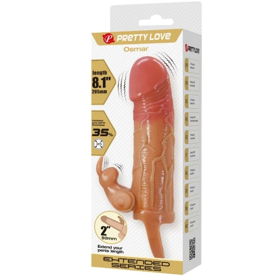 Mâneacă penis cu stimulator clitoris, Roz