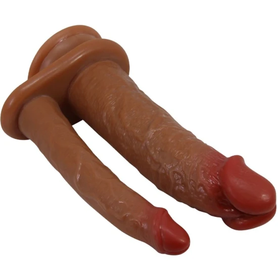 DILDO DUBLU REALIST CU VIBRAȚII, MULAT