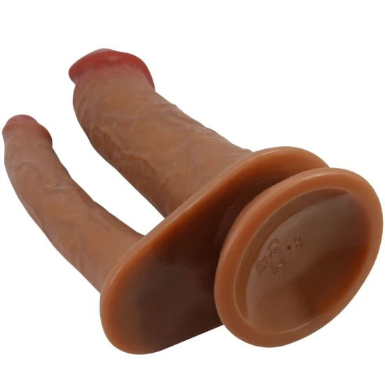 DILDO DUBLU REALIST CU VIBRAȚII, MULAT
