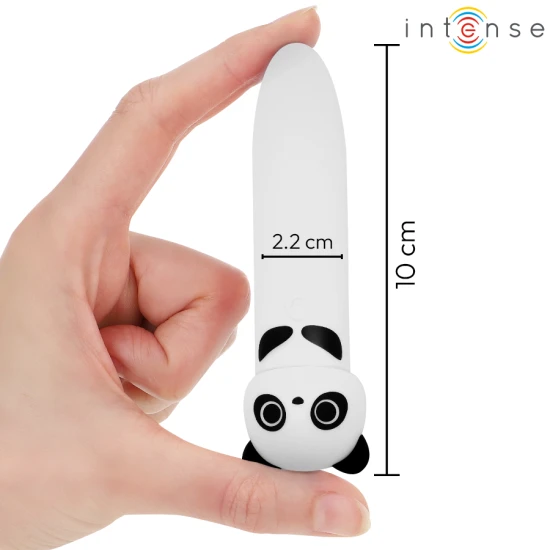 INTENSE - Glonț Vibrator Tip POH, Panda, Roz, USB Reîncărcabil, 10 x 2.2 cm