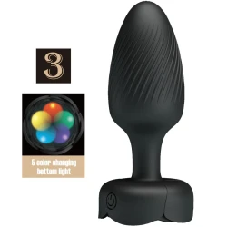 Plug anal cu LED, Negru, 9.8 cm