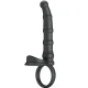 Inel penis vibrator, cu plug, 10 moduri vibrație, Negru