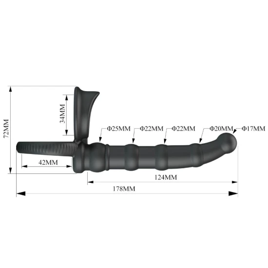 Inel penis vibrator, cu plug, 10 moduri vibrație, Negru