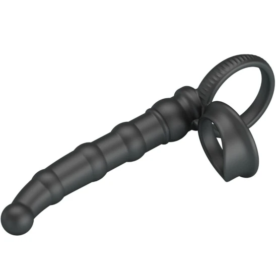 Inel penis vibrator, cu plug, 10 moduri vibrație, Negru